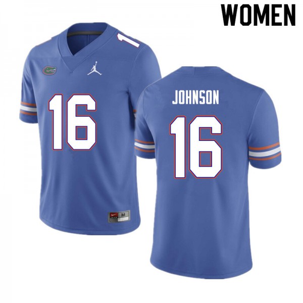 Women #16 Tre'Vez Johnson Florida Gators College Football Jerseys Blue